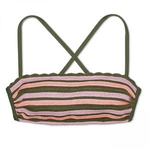 NWT Xhilaration Crochet Bikini Top Small Olive